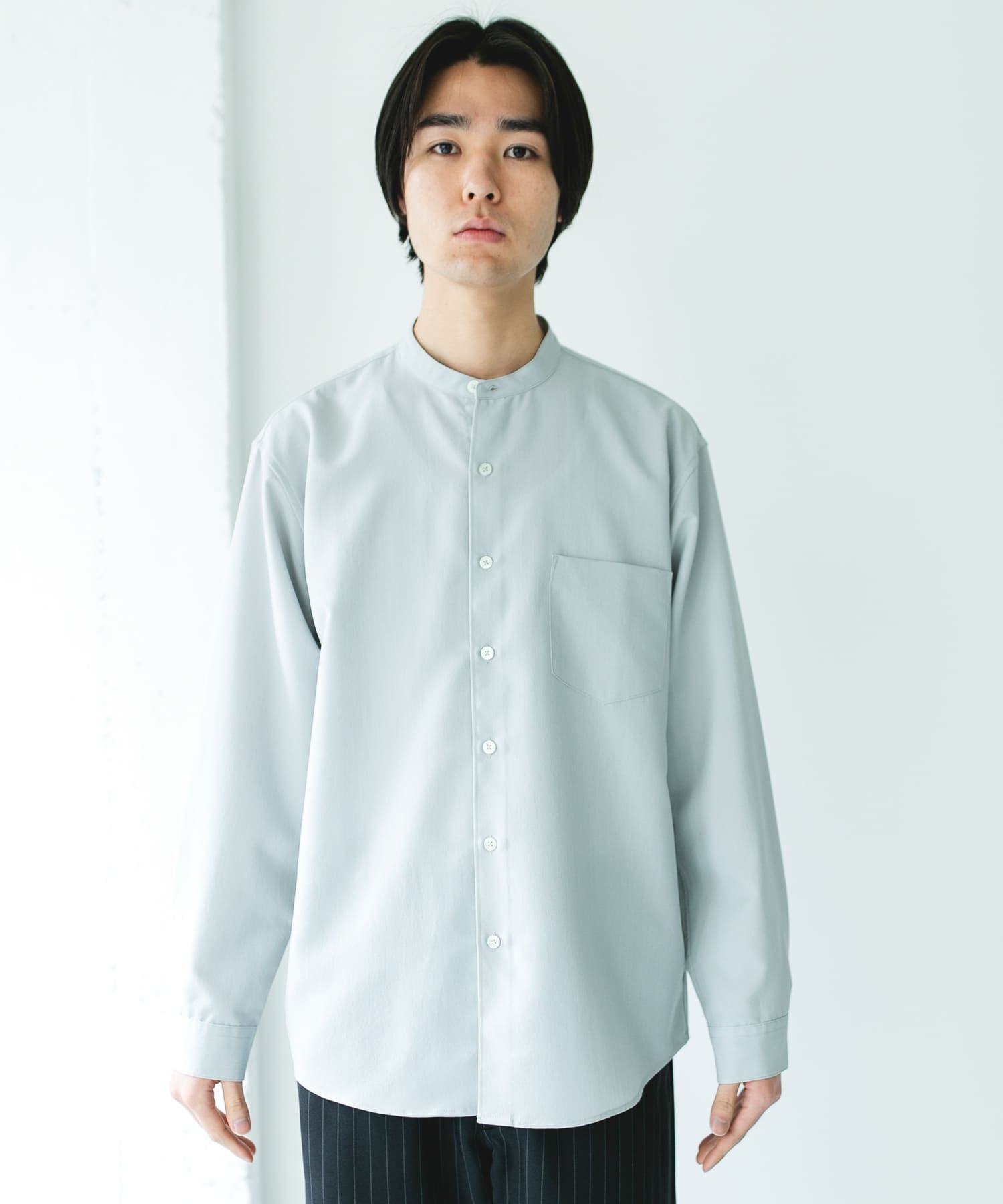 『XLサイズ/WEB限定』『吸水速乾』セオアルファバンドカラーロングスリーブシャツ L.GRAY M