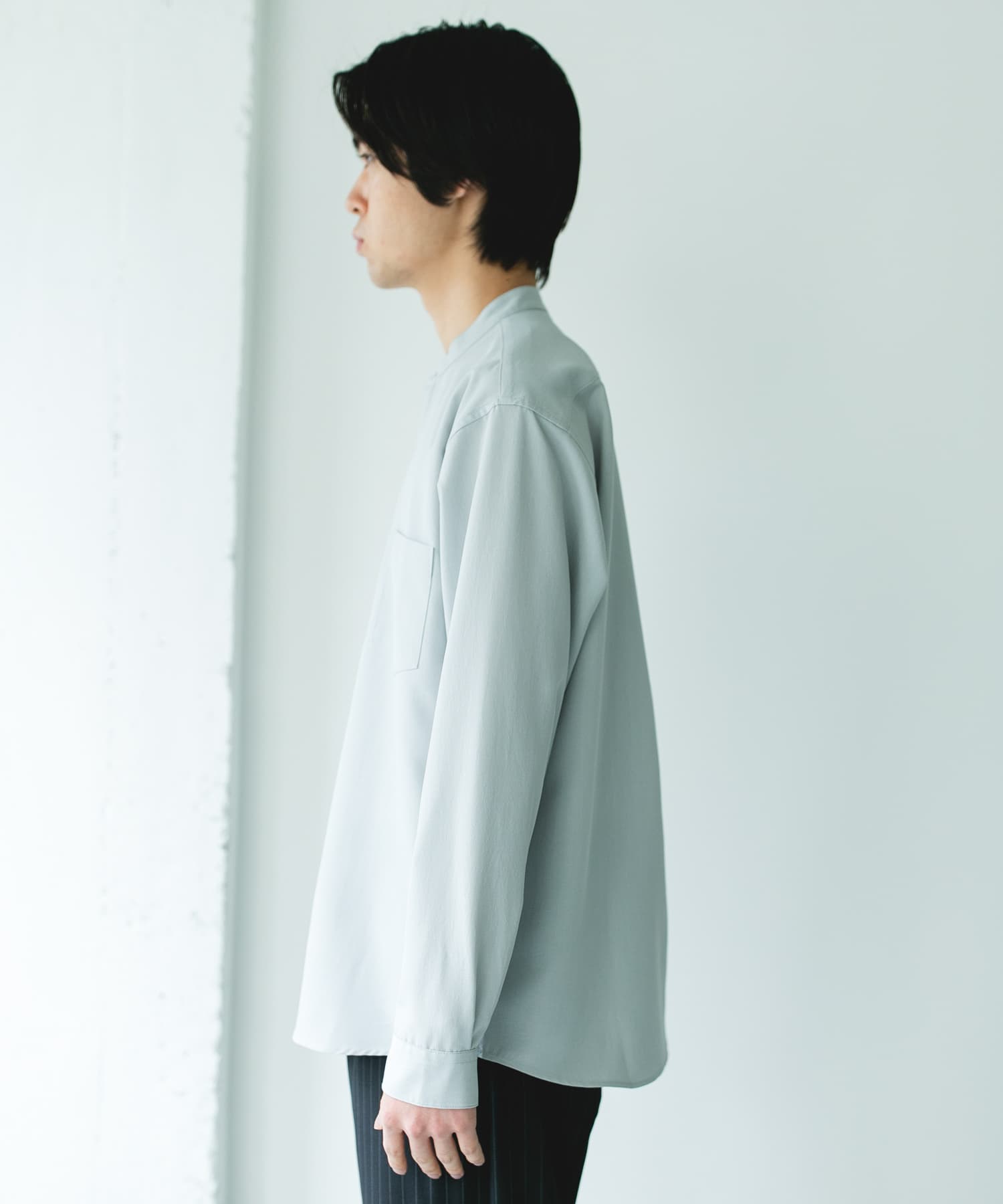 『XLサイズ/WEB限定』『吸水速乾』セオアルファバンドカラーロングスリーブシャツ L.GRAY M