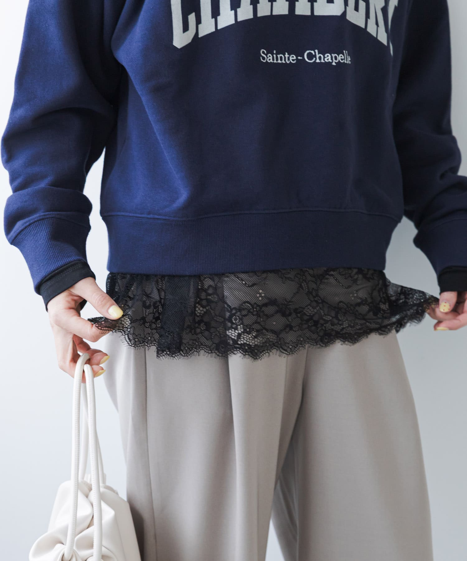 レースドッキングカットソー