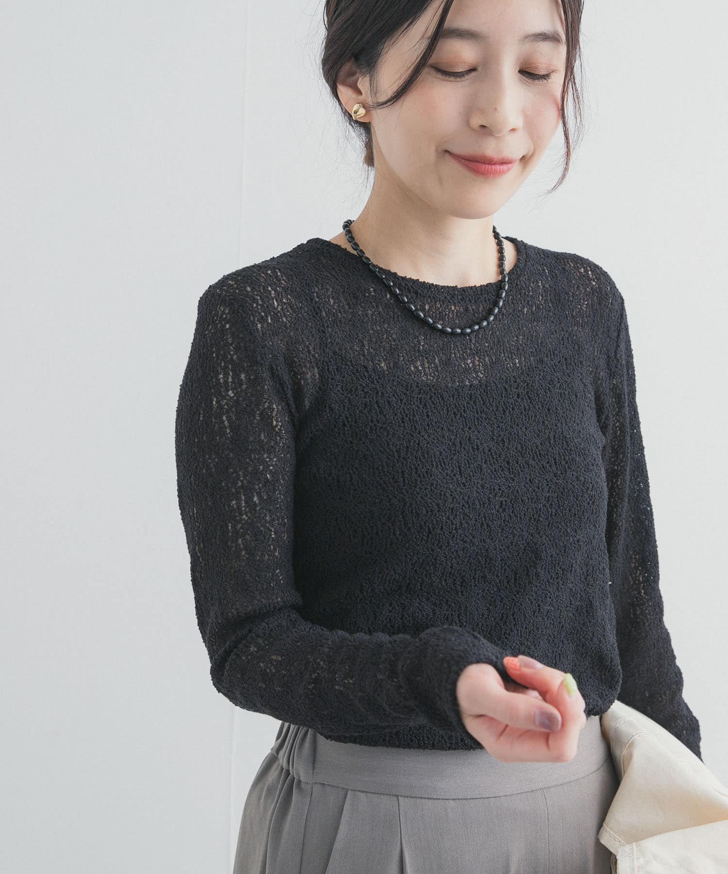 カーリーラッセルレースロングスリーブTシャツ