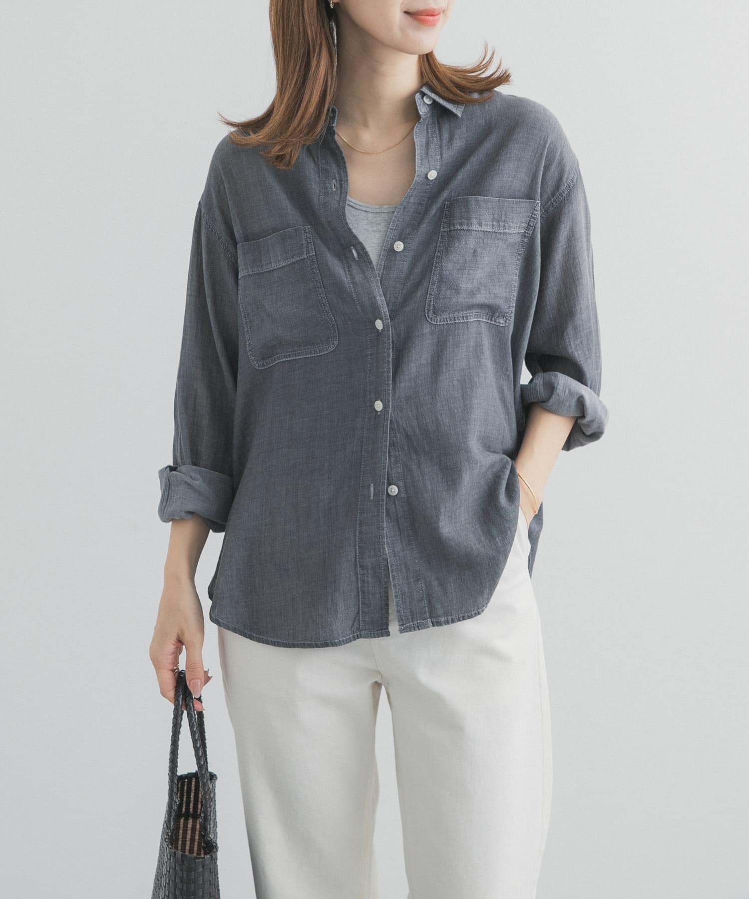 シアーデニムシャツ BLACK Free