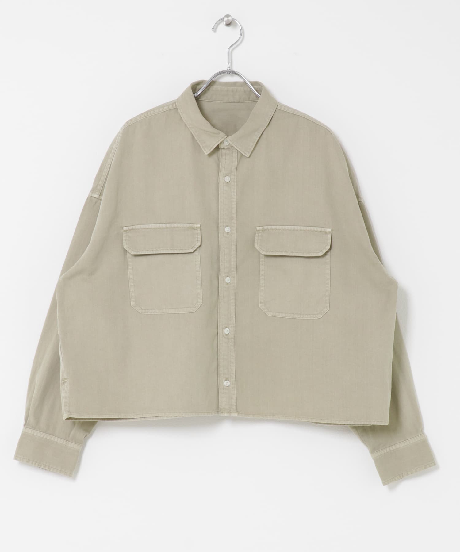 デニムショート丈シャツ BEIGE Free