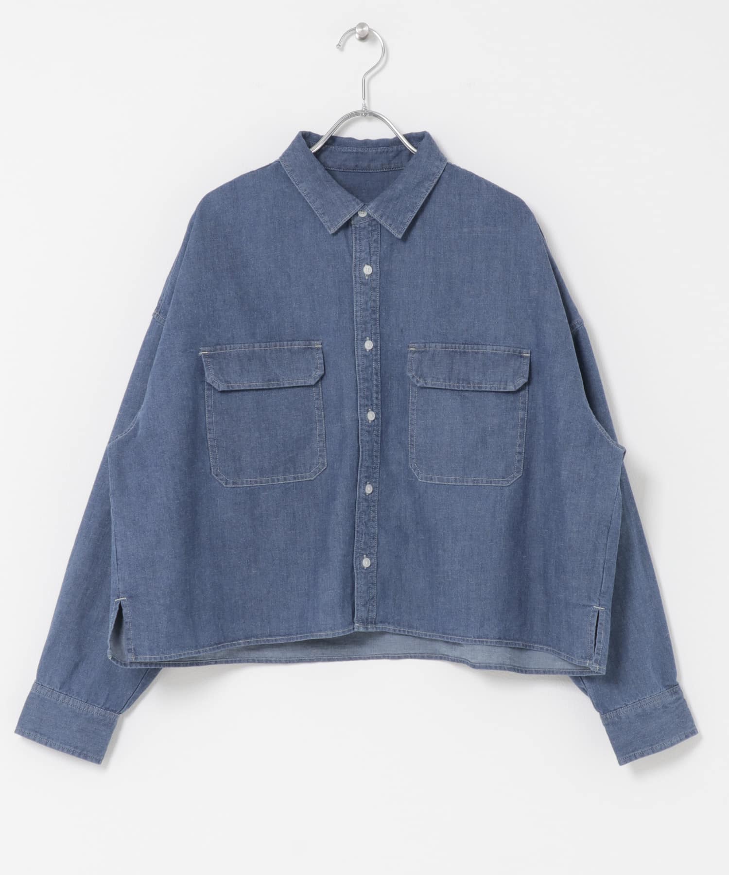 デニムショート丈シャツ INDIGO Free
