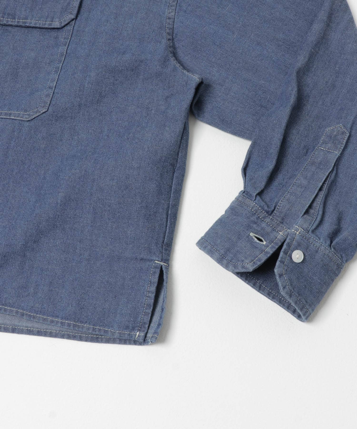 デニムショート丈シャツ INDIGO Free