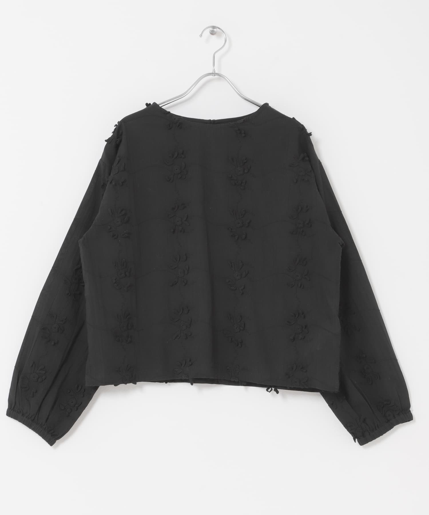 立体刺繍ブラウス BLACK Free