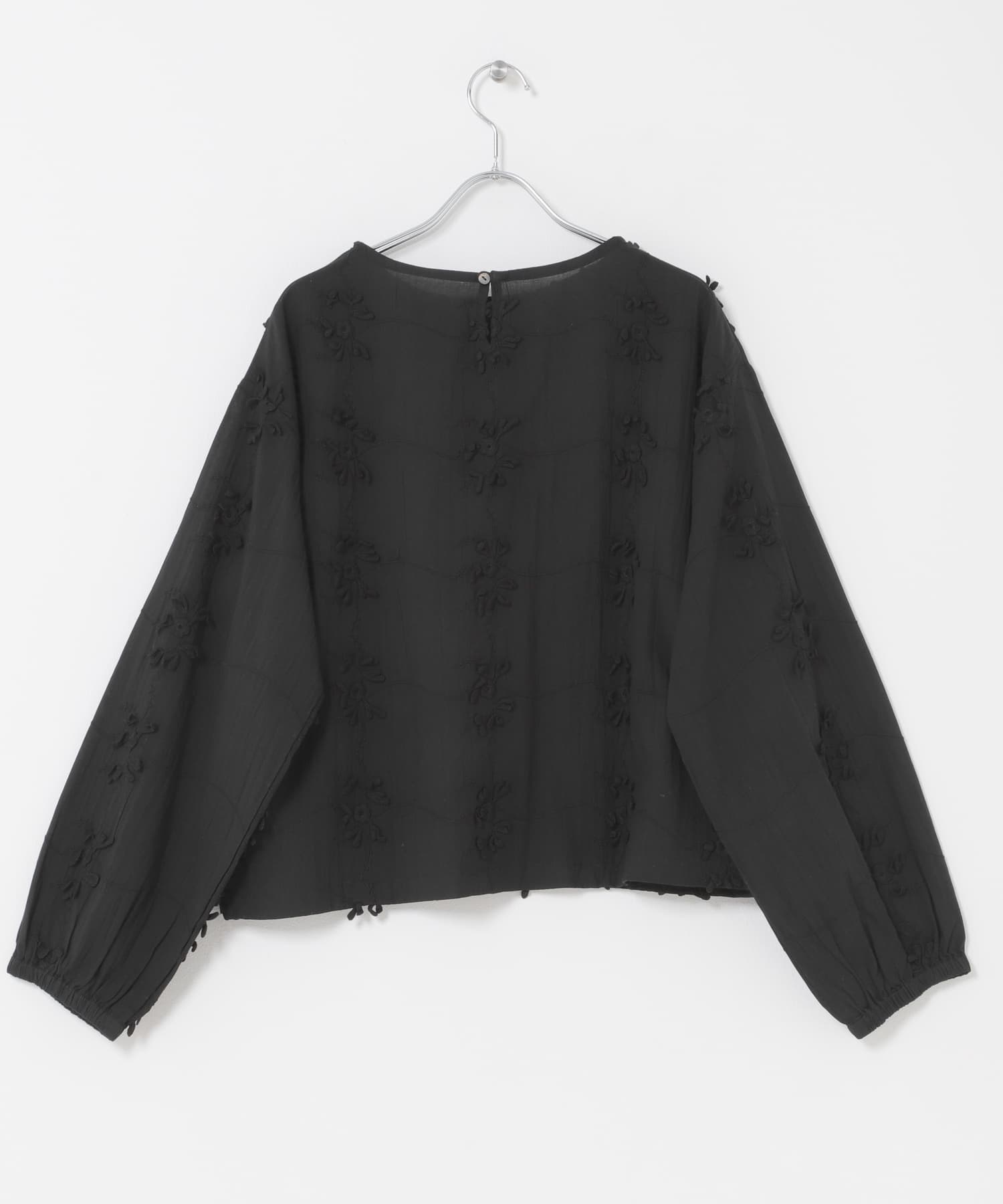 立体刺繍ブラウス BLACK Free