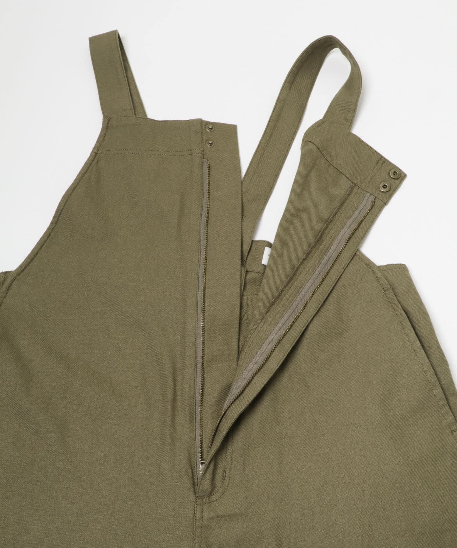 フロントZIPサロペット KHAKI S
