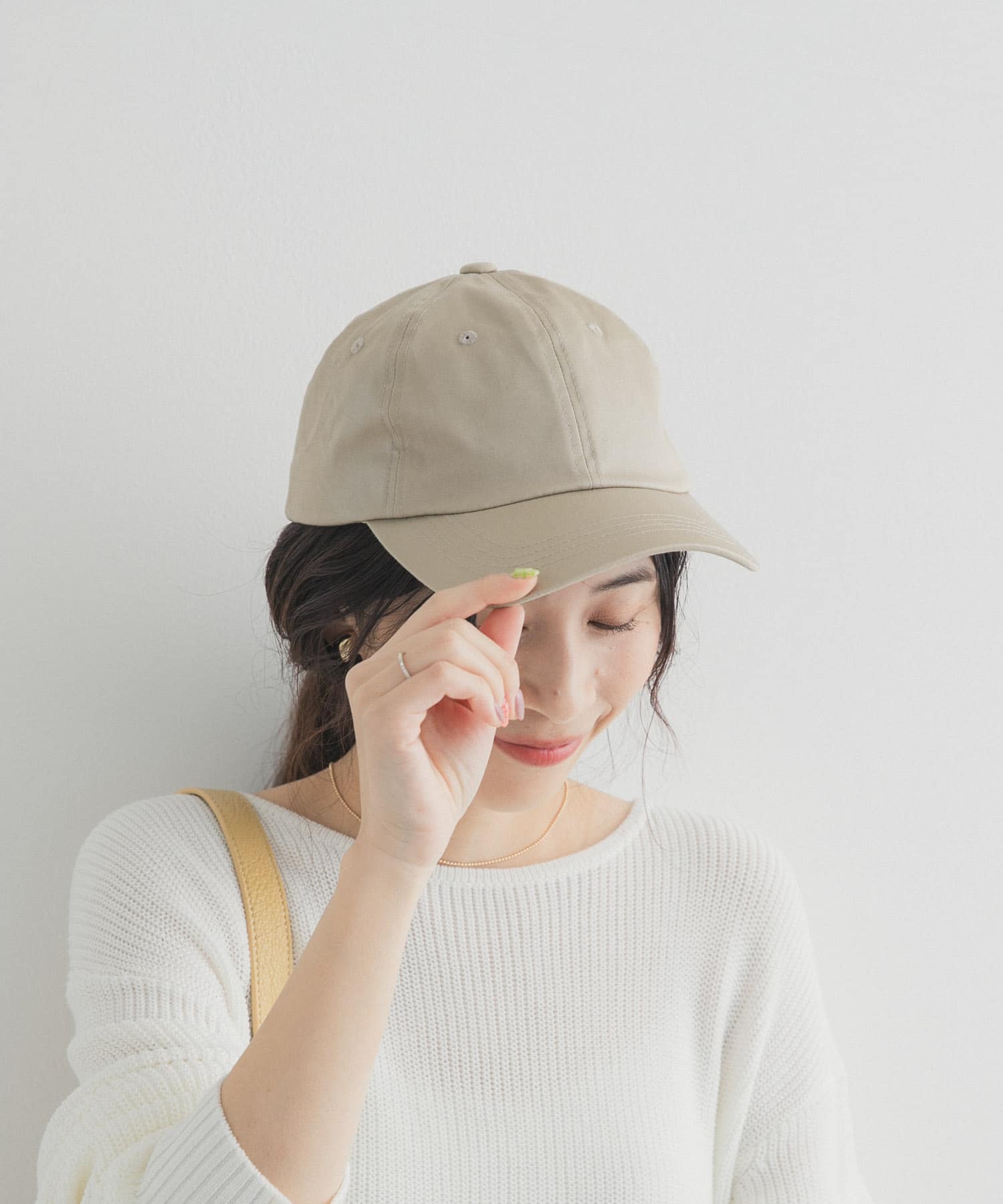 刺繍ツイルキャップ LIGHTBEIGE One