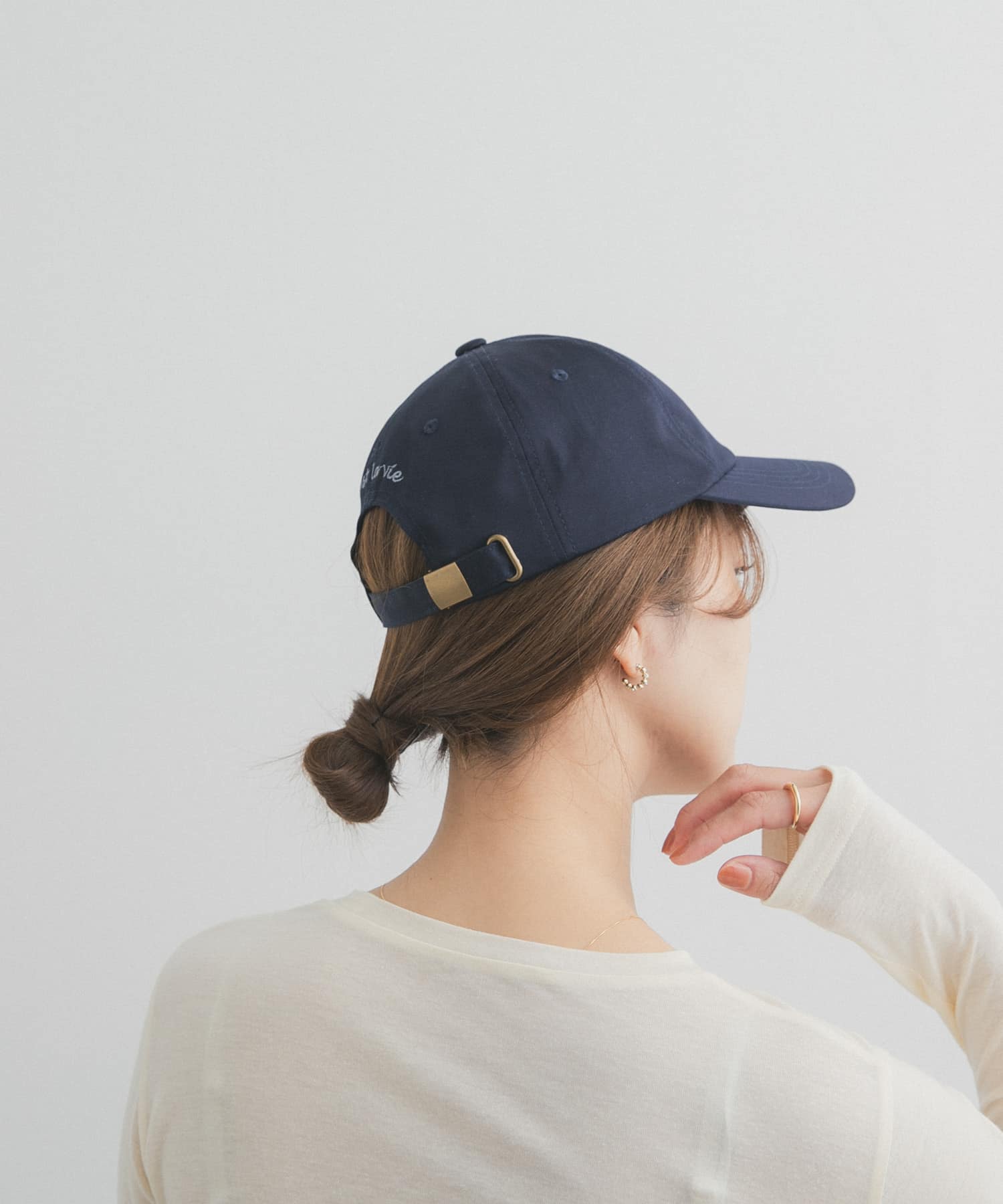 刺繍ツイルキャップ NAVY One