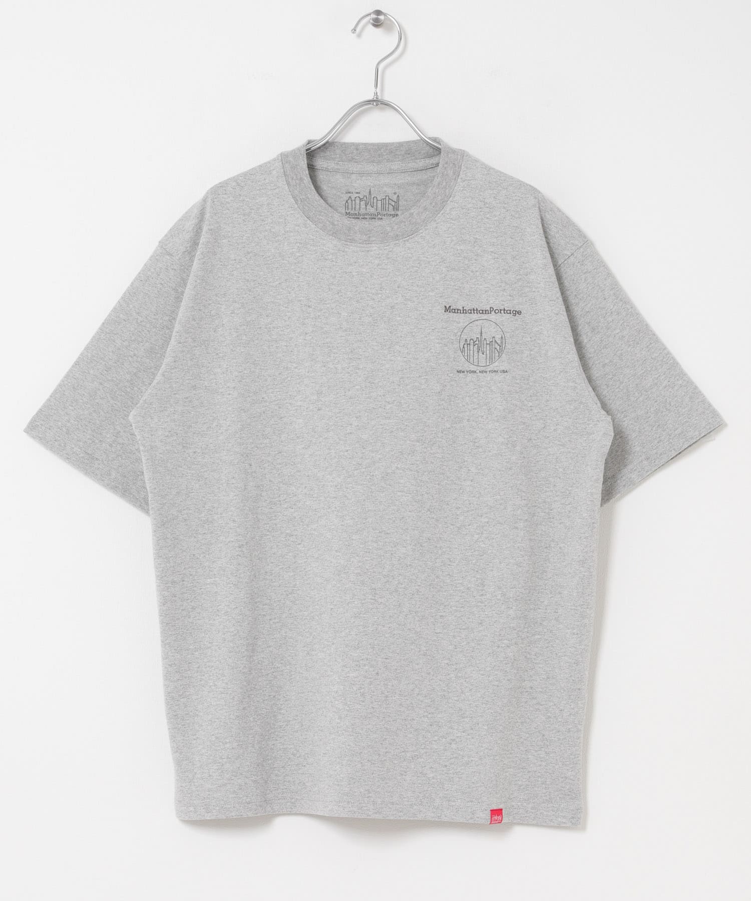『別注』MANHATTAN PORTAGE×DOORS　1ポイント プリントTシャツ TOP GRAY M