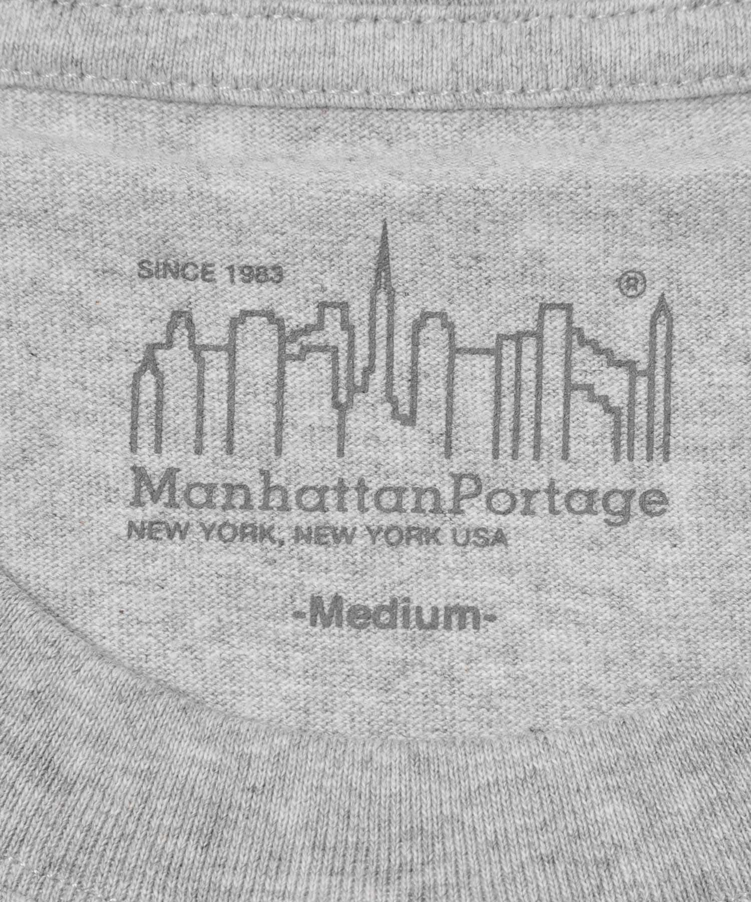『別注』MANHATTAN PORTAGE×DOORS　1ポイント プリントTシャツ TOP GRAY M