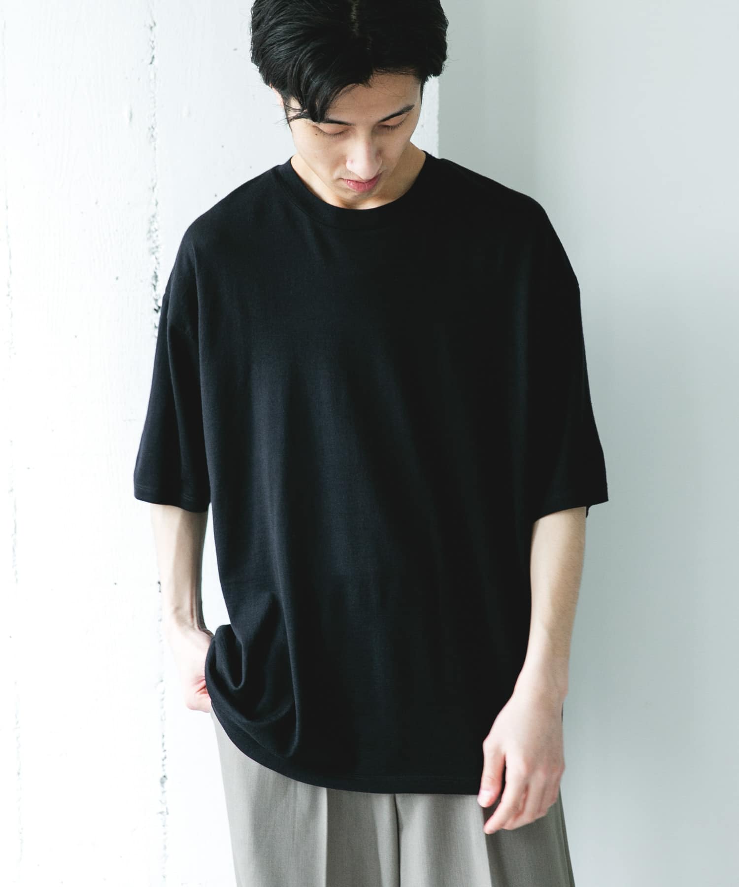PURE WOOL クルーネックショートスリーブTシャツ