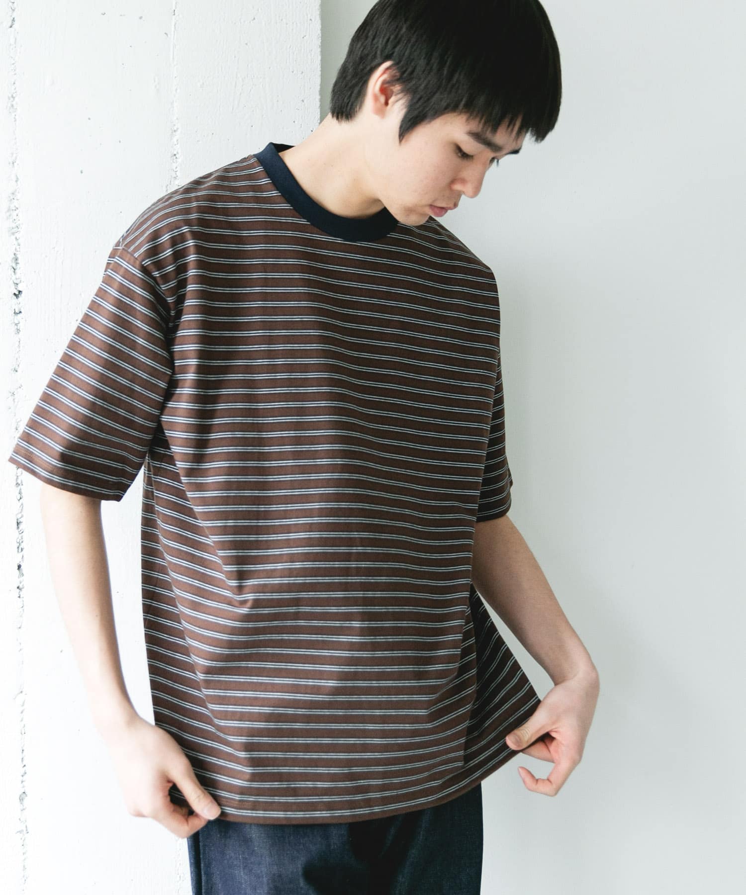 プレーティングマルチボーダーTシャツ