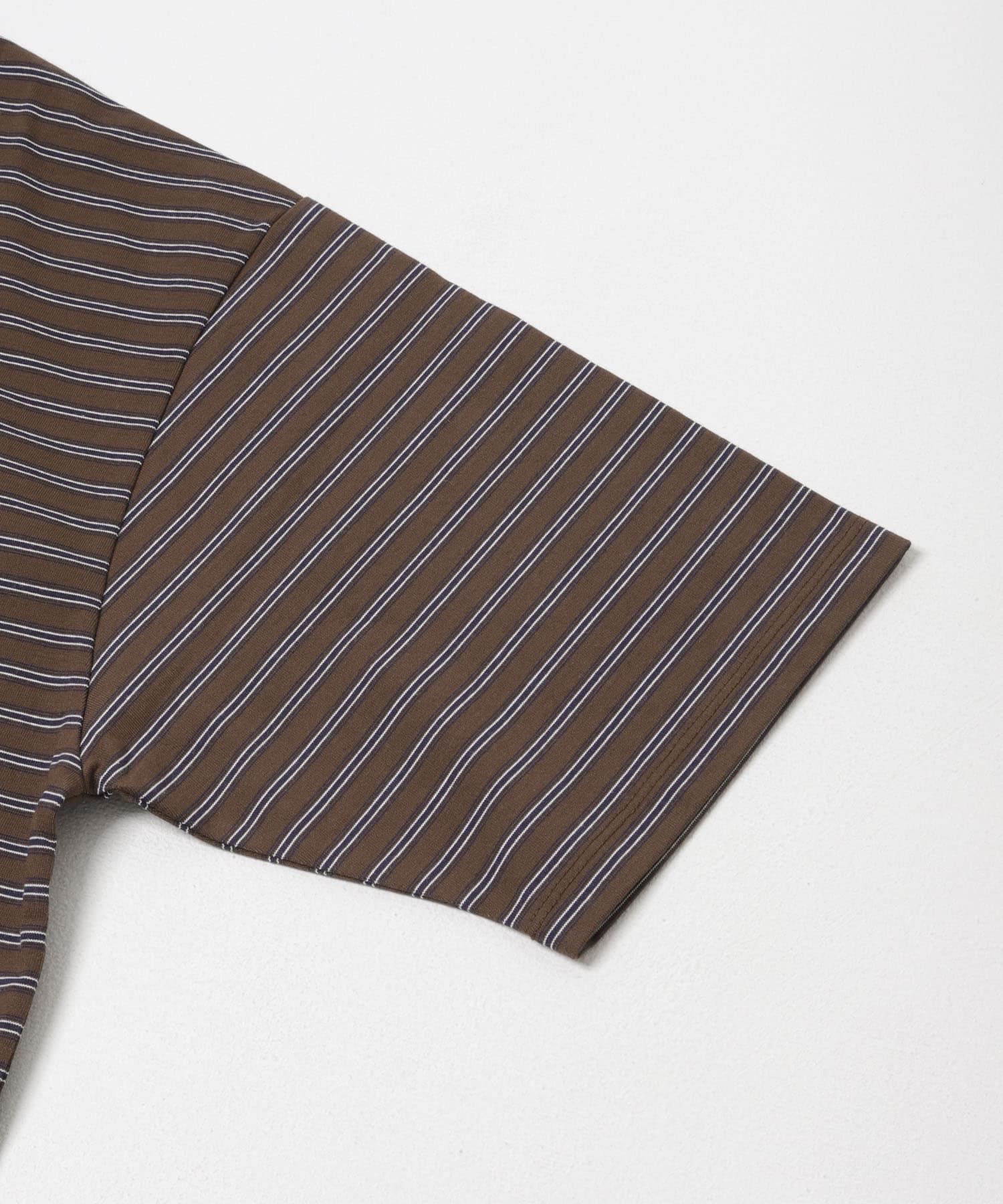 プレーティングマルチボーダーTシャツ BRN×NVY M