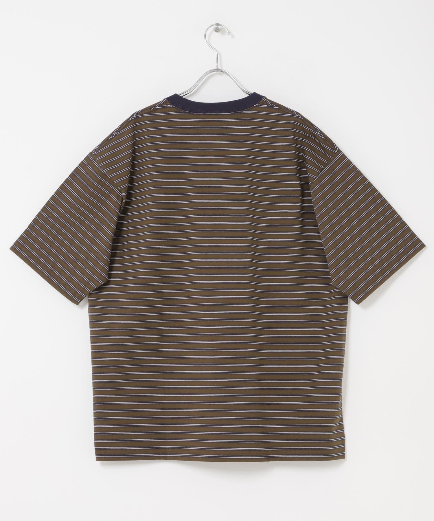 プレーティングマルチボーダーTシャツ BRN×NVY M