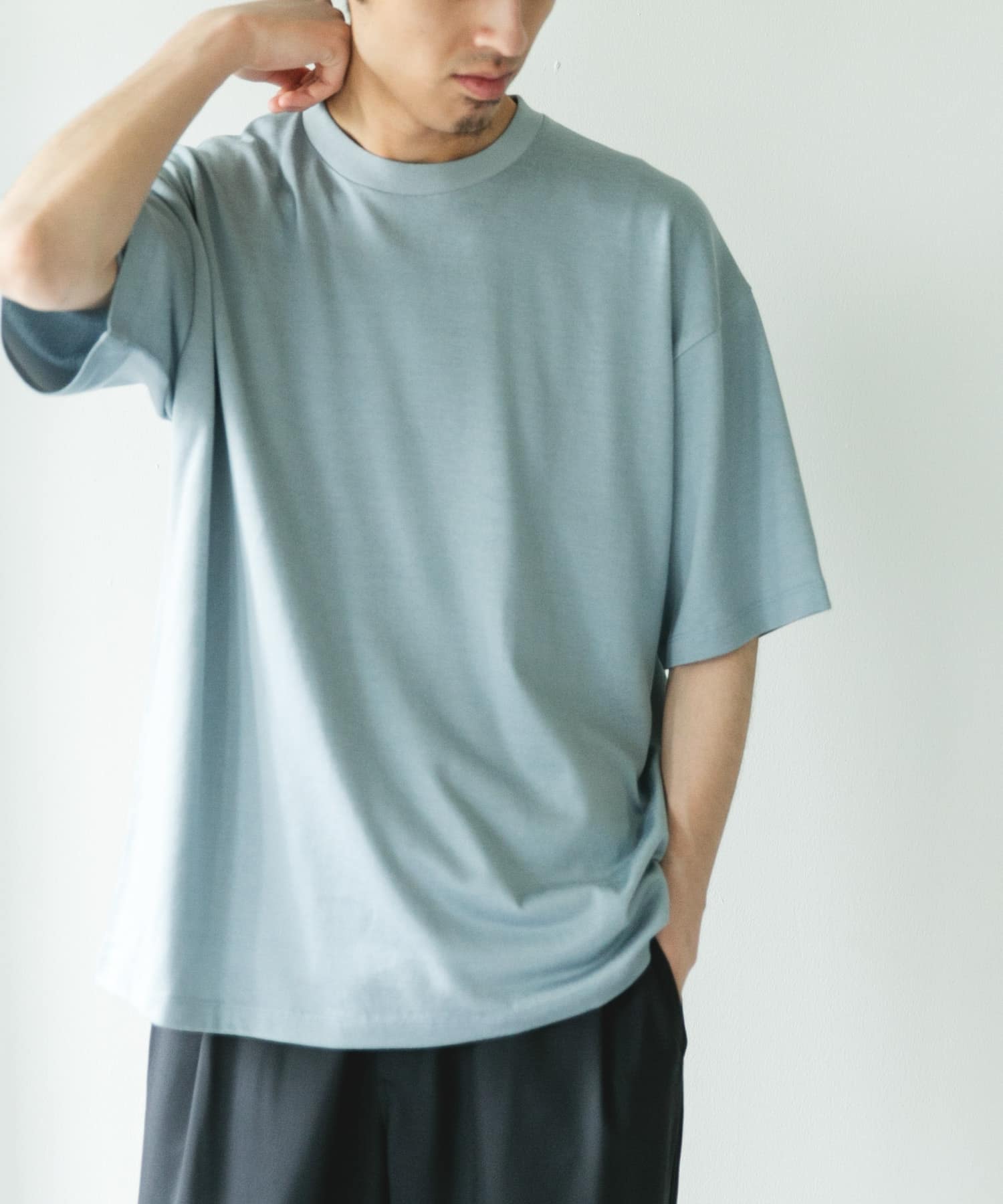 コットンレーヨンクルーネック ショートスリーブ Tシャツ