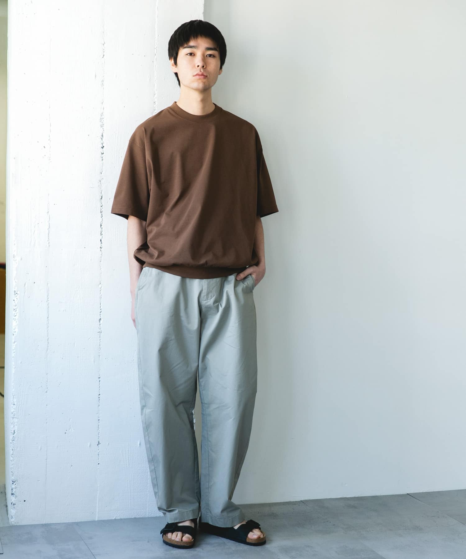 『吸水速乾/防シワ/抗ピリング/UVカット/イージーケア』DRYMIX クルーネック ショートスリーブ スウェットTシャツ BROWN M