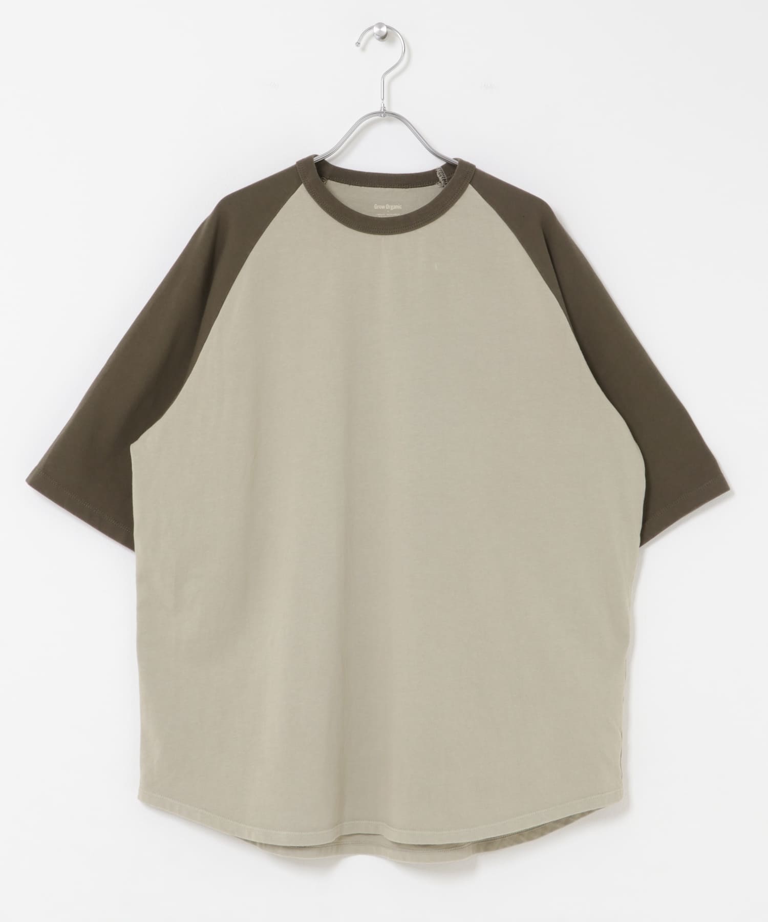 Grow Organic ベースボールTシャツ BEI×BRN M