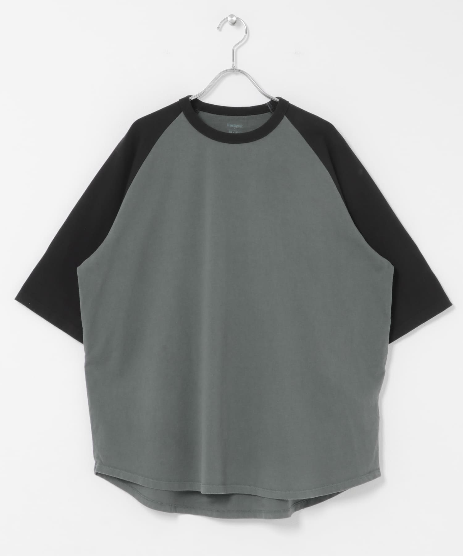 Grow Organic ベースボールTシャツ CHR×BLK M