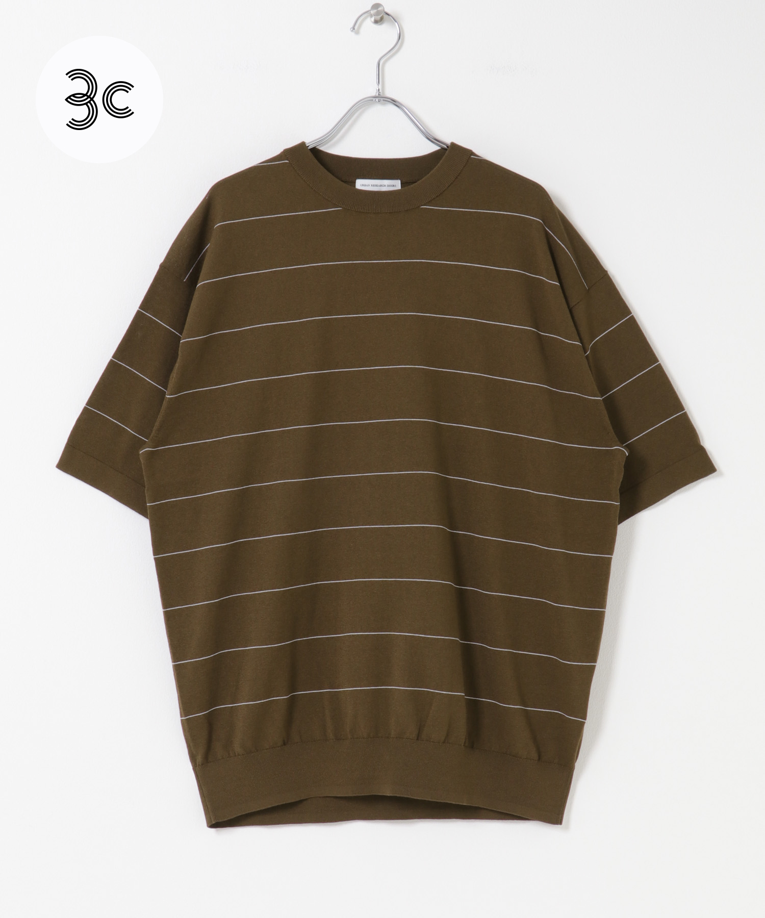 『UR TECH』サマシェア クルーネックニット BRN×GRG M