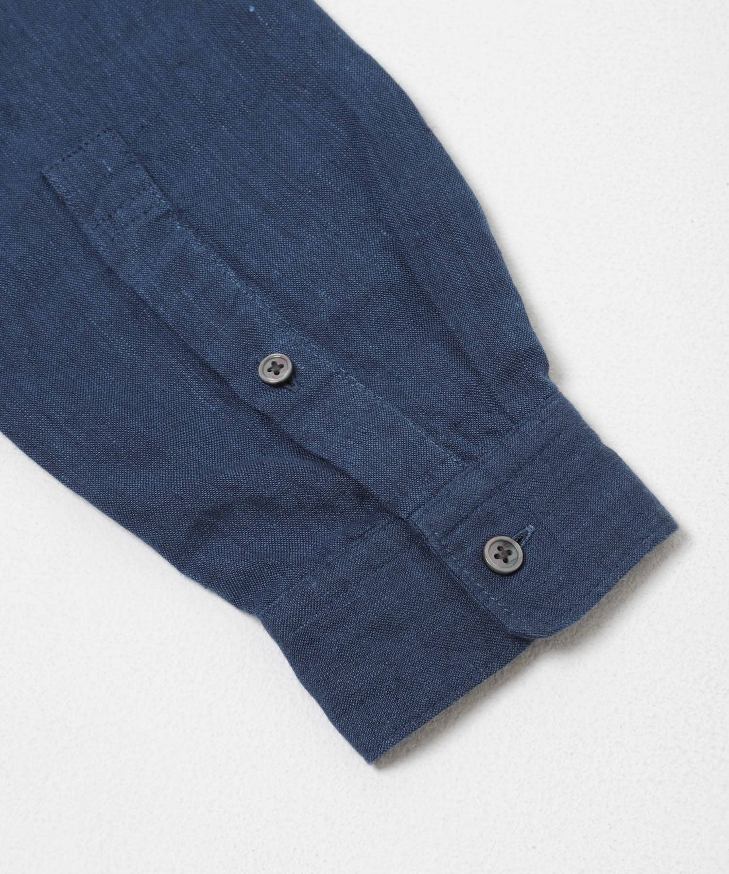 シルケットリネン バンドカラーロングスリーブシャツ INDIGO M