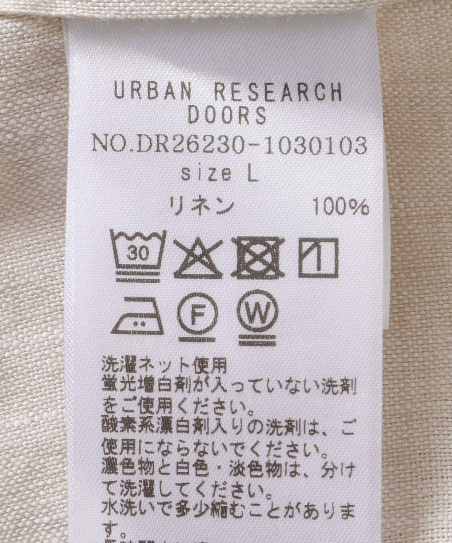 シルケットリネン バンドカラーショートスリーブシャツ ECRU M