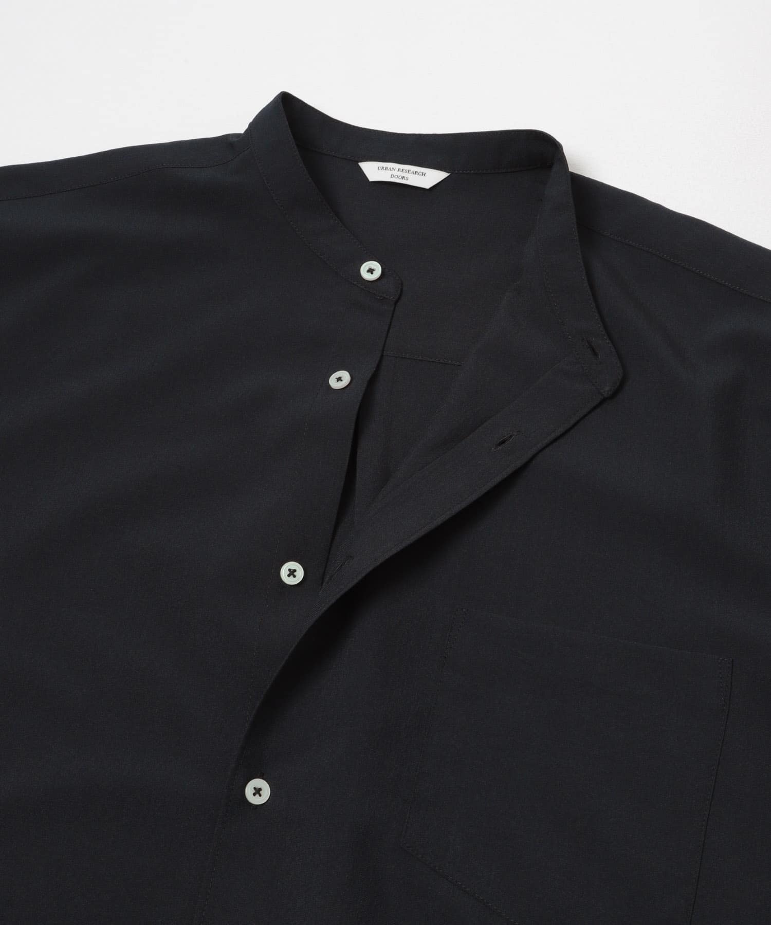 セオアルファバンドカラーショートスリーブシャツ NAVY M