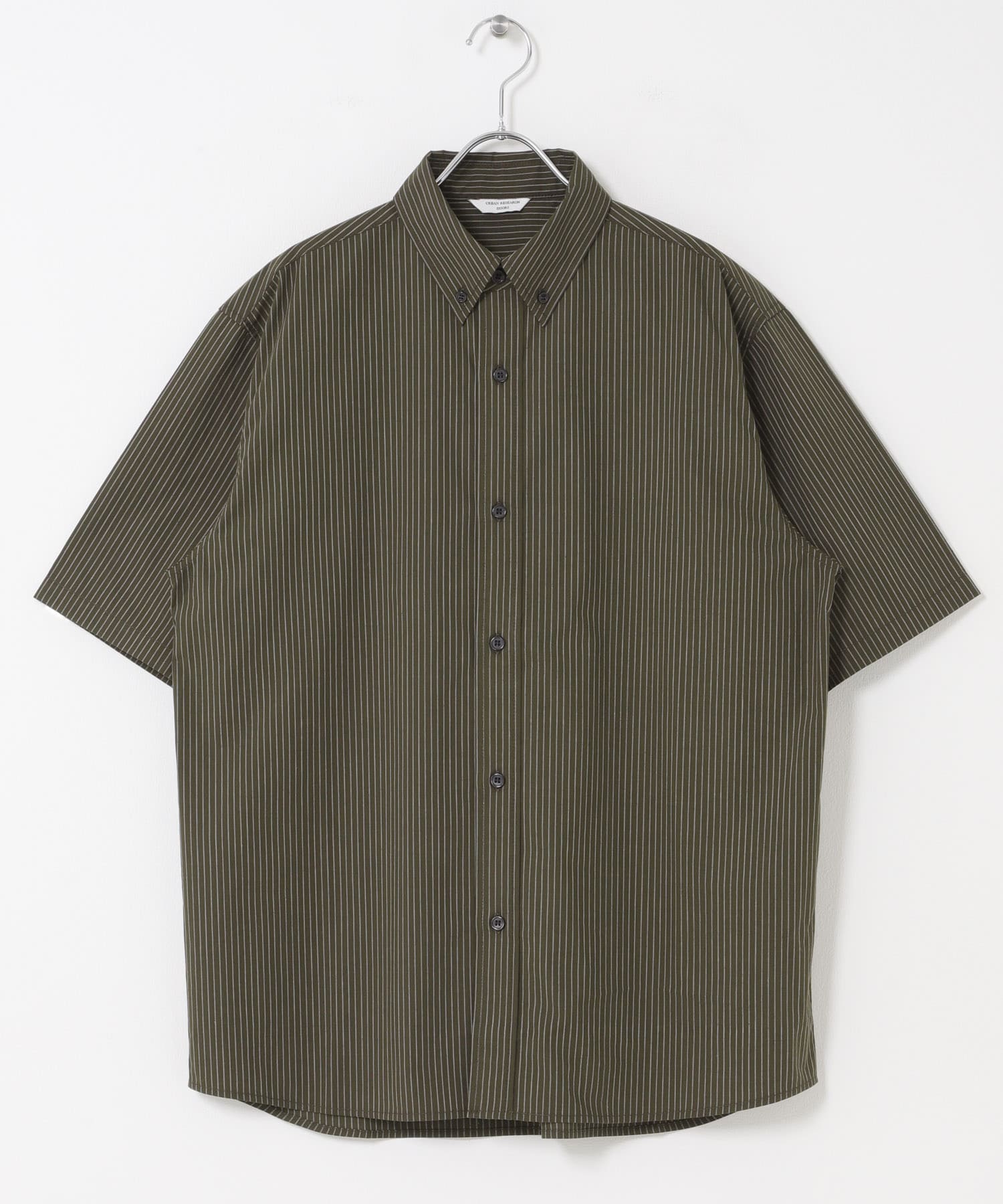 ストライプボタンダウン ショートスリーブシャツ(M OFF×NAVY