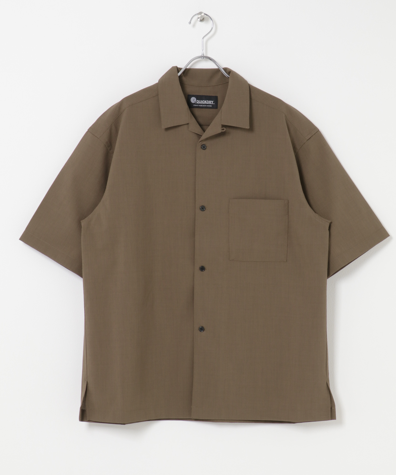 『イージーケア/速乾/UVカット』クイックドライ オープンカラー ショートスリーブ シャツ BROWN M