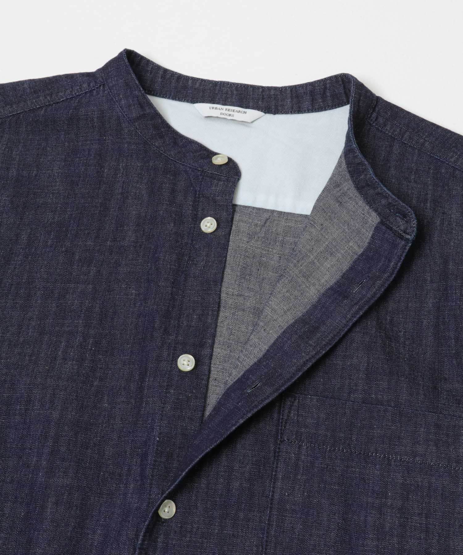 リネンブレンド デニムバンドショートスリーブシャツ O.W. M