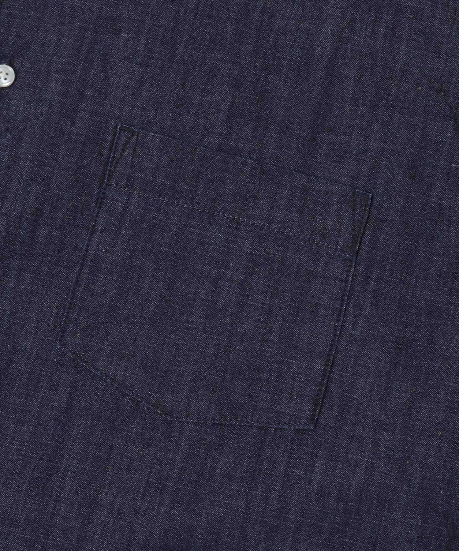 リネンブレンド デニムバンドショートスリーブシャツ O.W. M