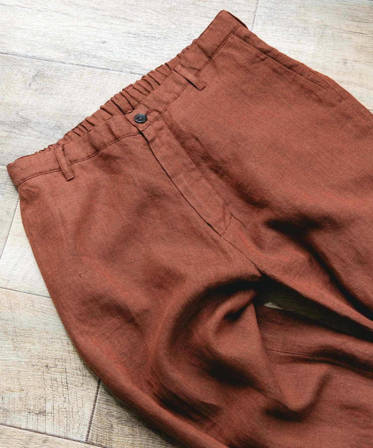 シルケットリネン イージートラウザー BROWN S