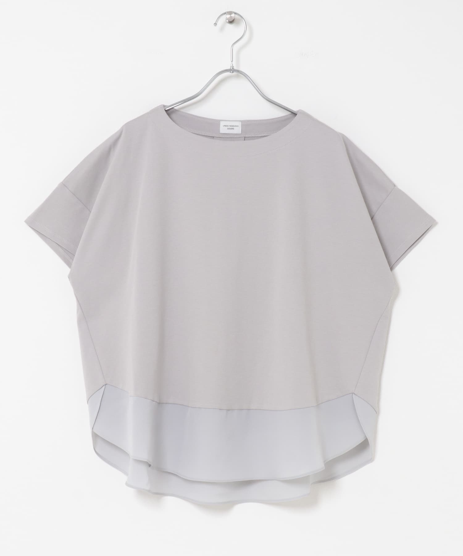 異素材切替えラウンドヘムプルオーバー