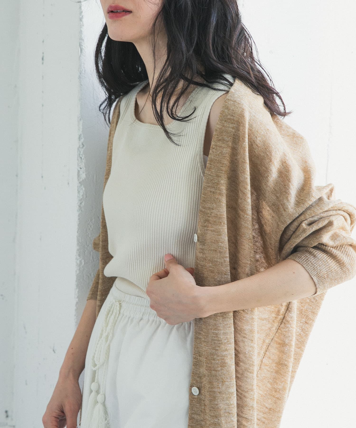 針抜きテレコスクエアタンクトップ