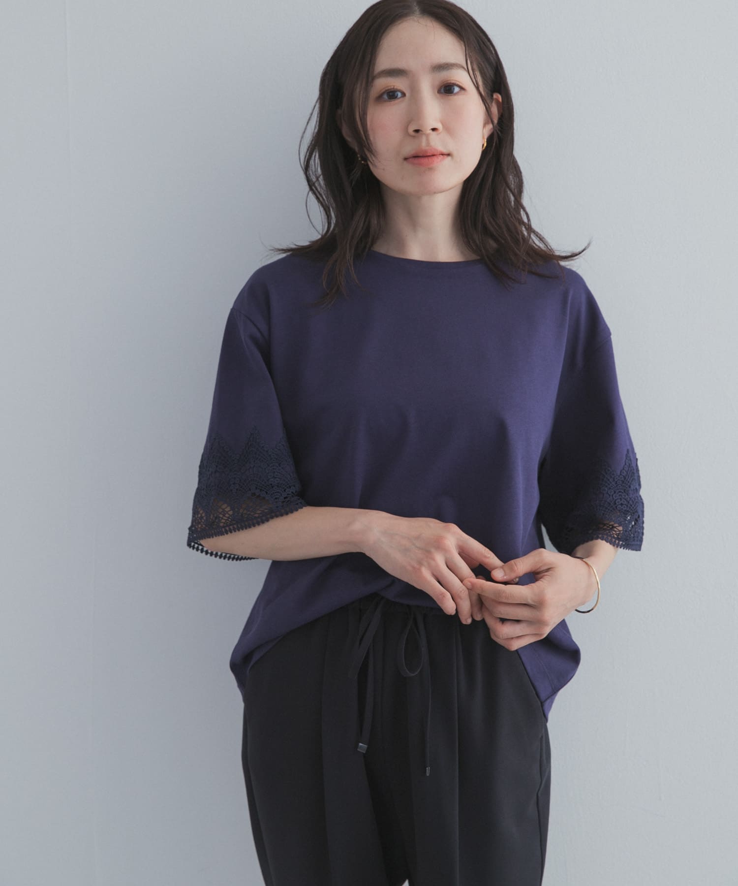 Drawer ドゥロワー レーススリーブ カットソー レーススリーブTシャツ(Free NAVY): トップス｜URBAN RESEARCH公式