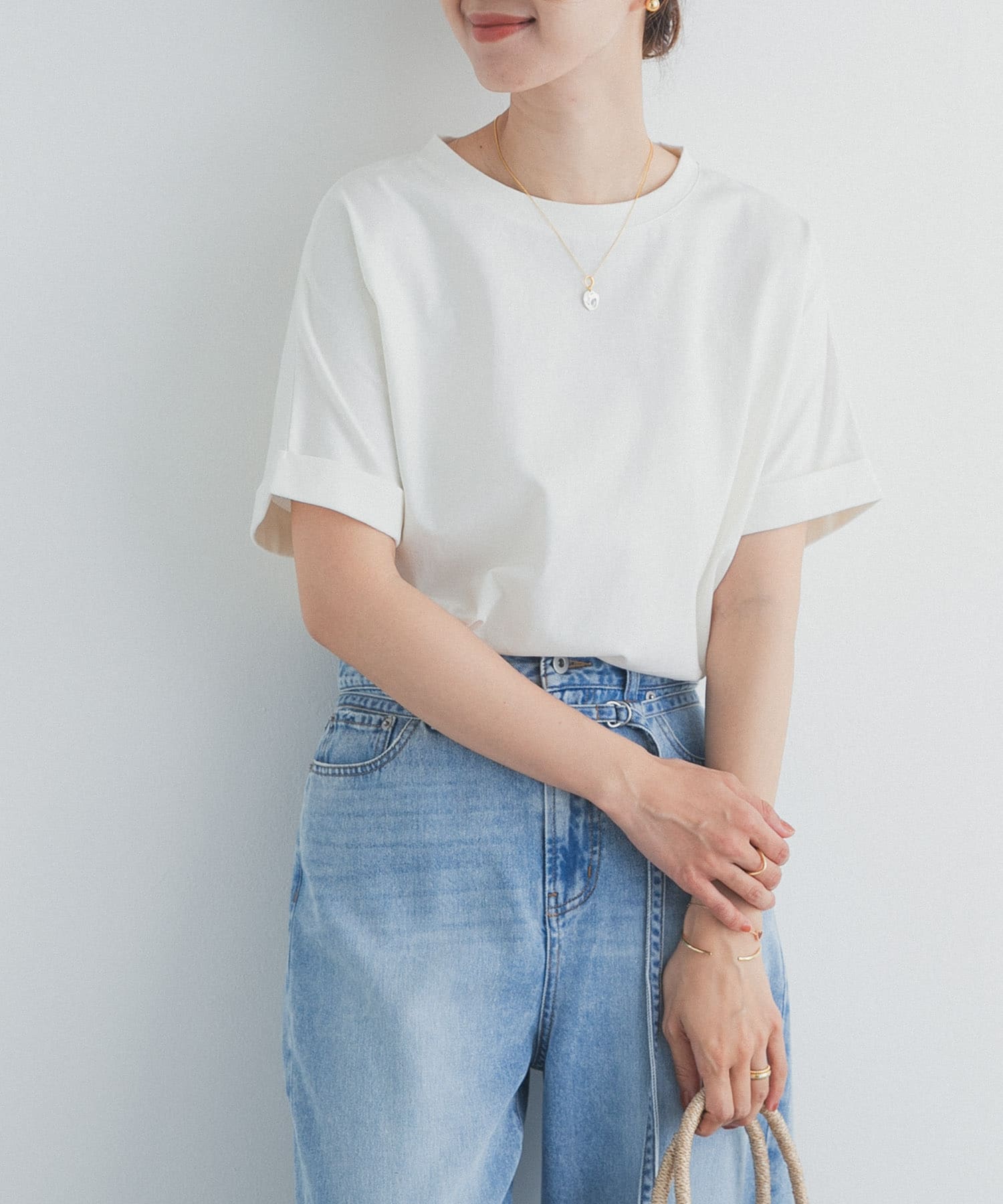 『再入荷』『UR TECH』コットンロールスリーブプルオーバー
