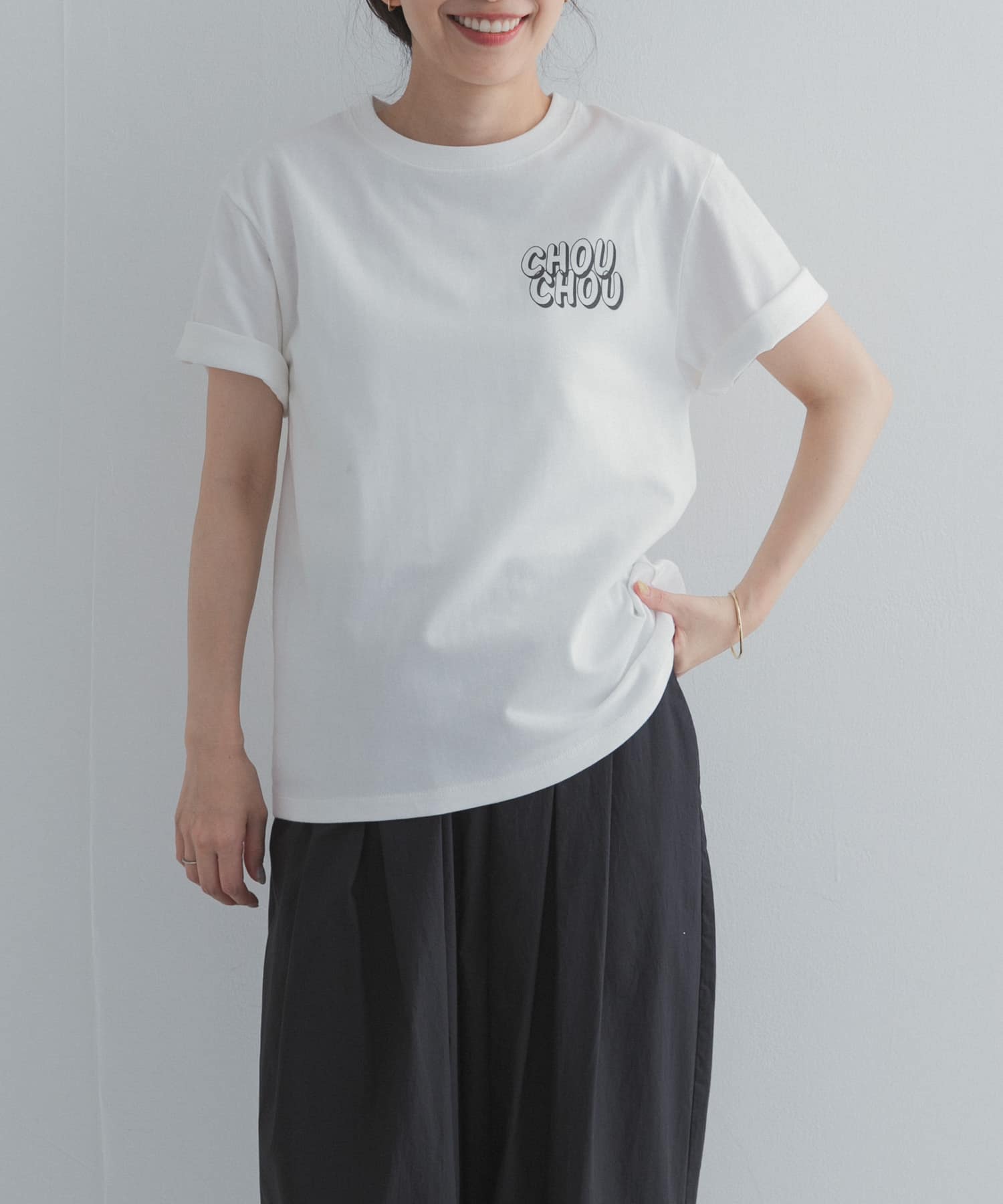 Grow Organic ポイントロゴプリントTシャツ(Free WHITE): トップス