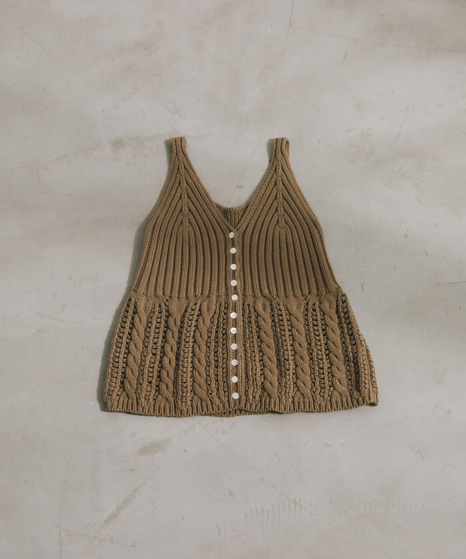 Button Cotton Knit Vest BEIGE Free