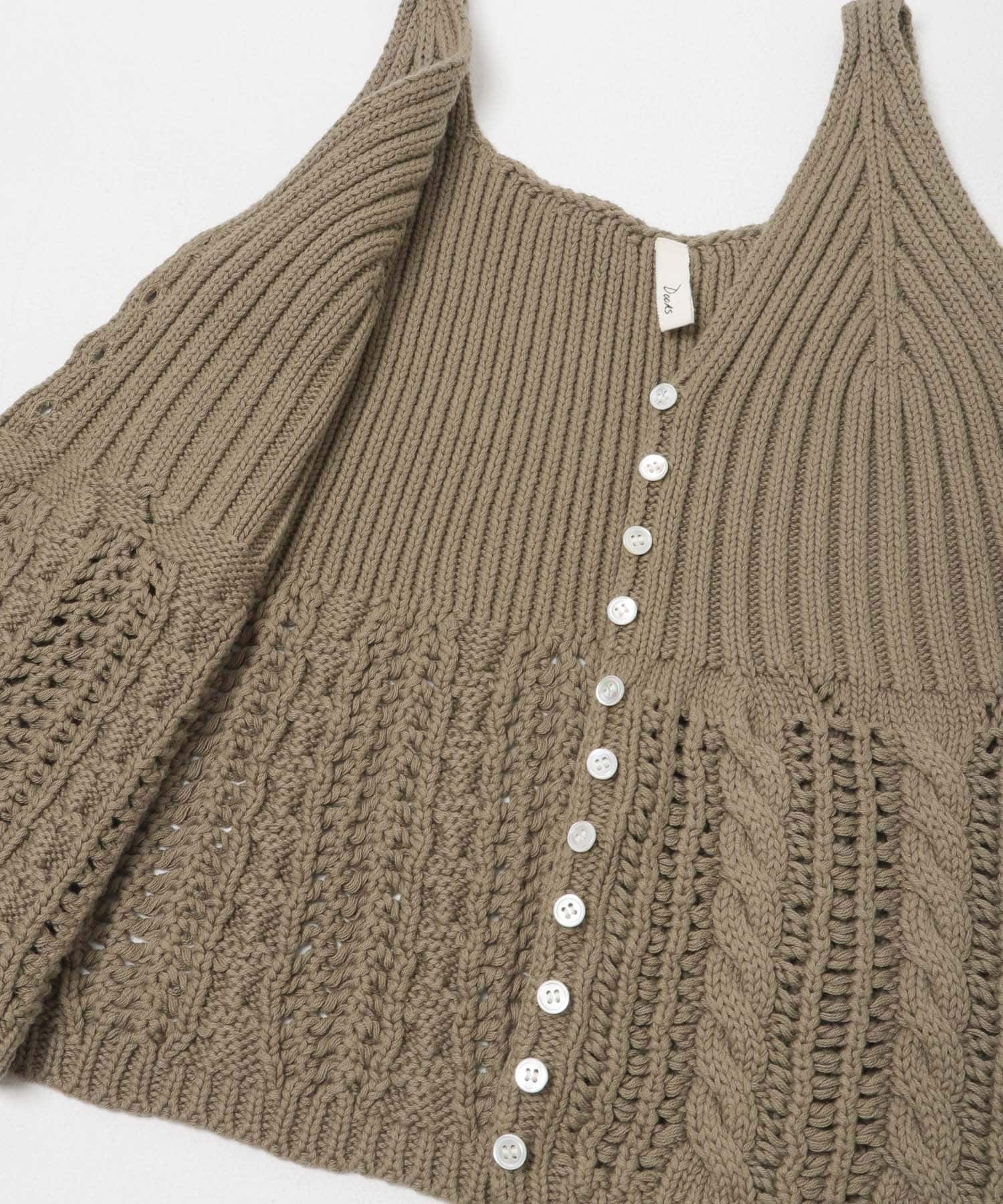Button Cotton Knit Vest BEIGE Free