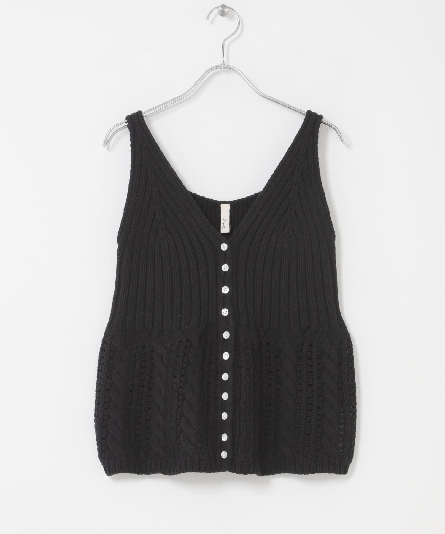 Button Cotton Knit Vest BLACK Free