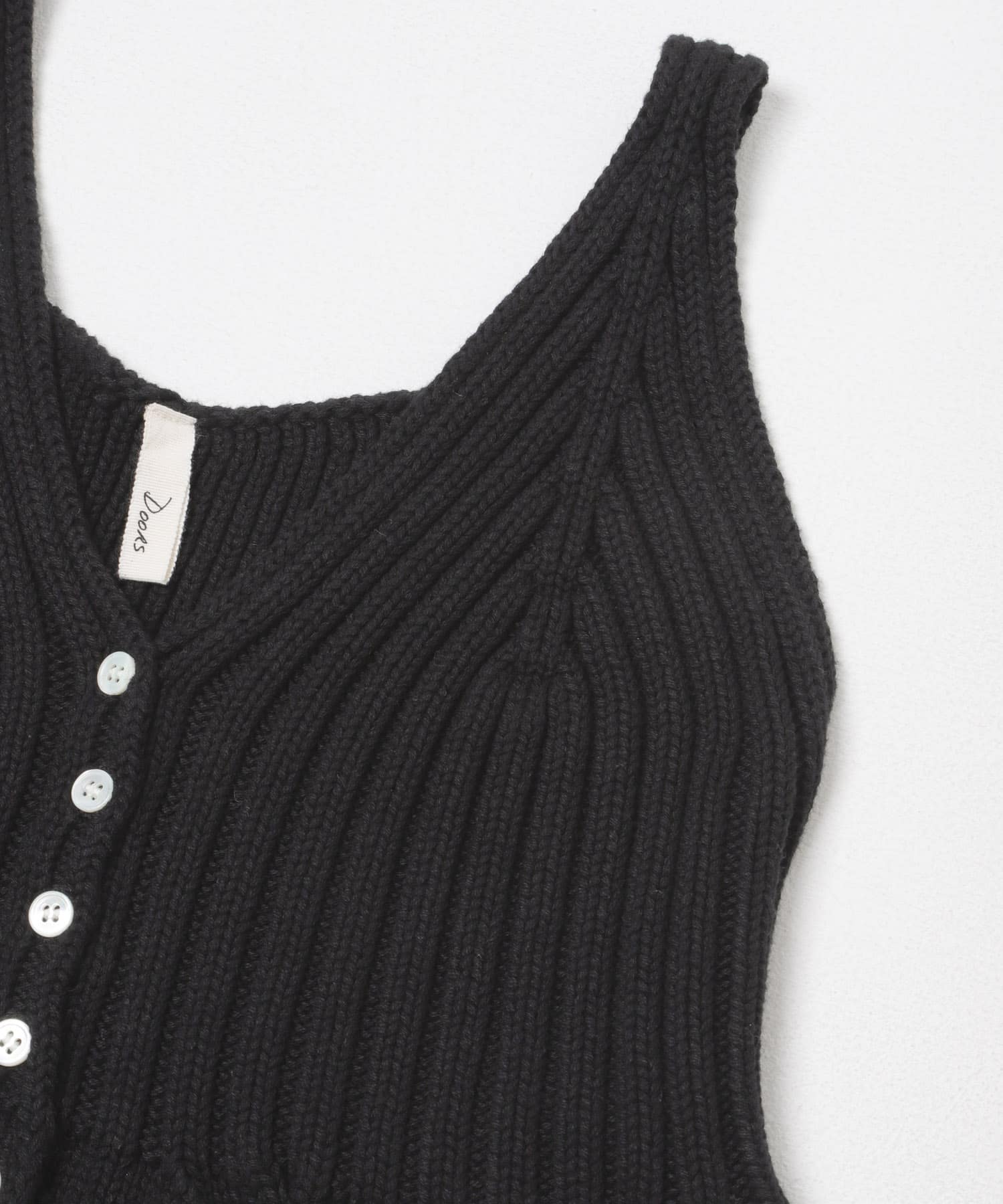 Button Cotton Knit Vest BLACK Free