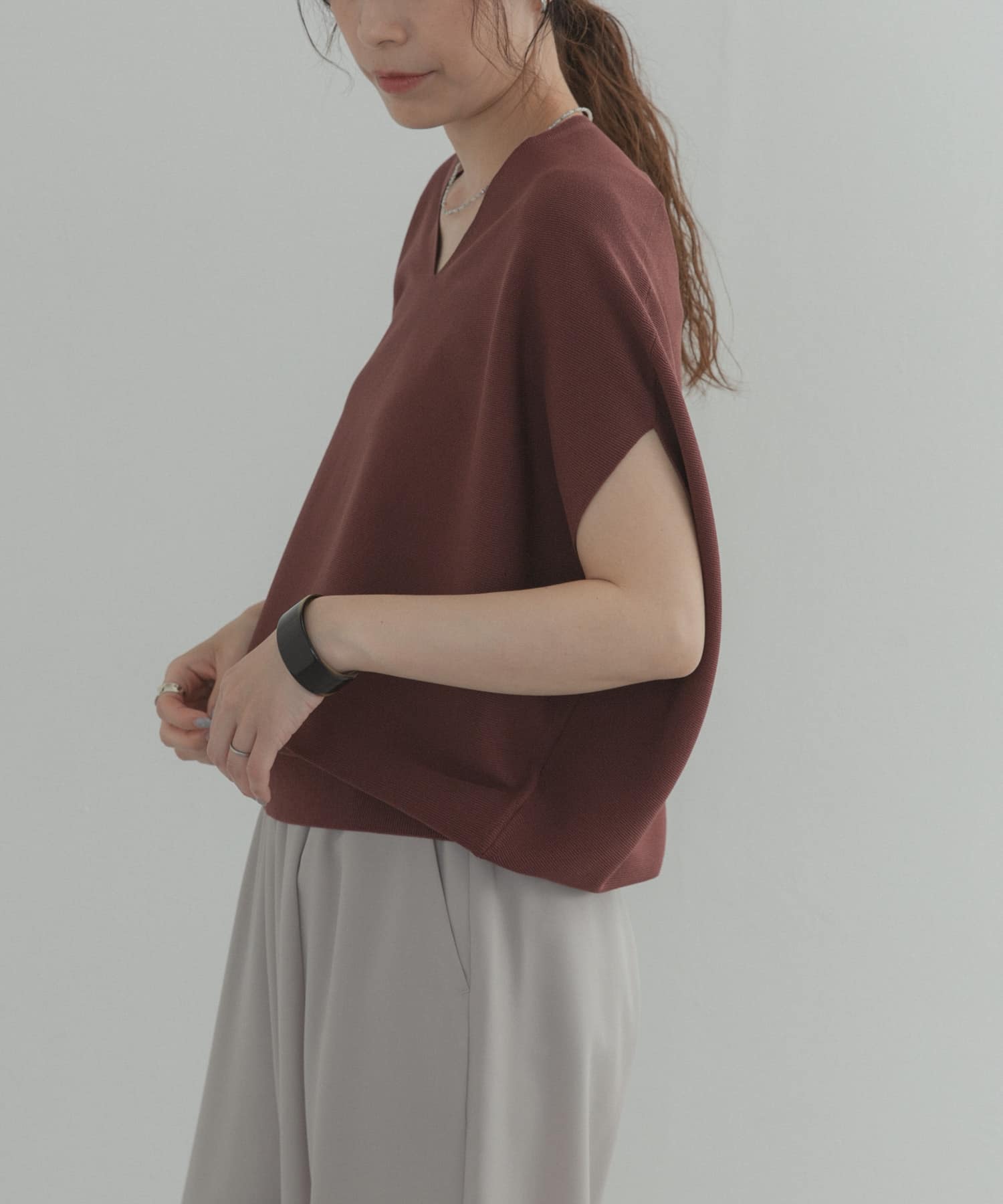 『WEB限定』Vネックコクーンニット