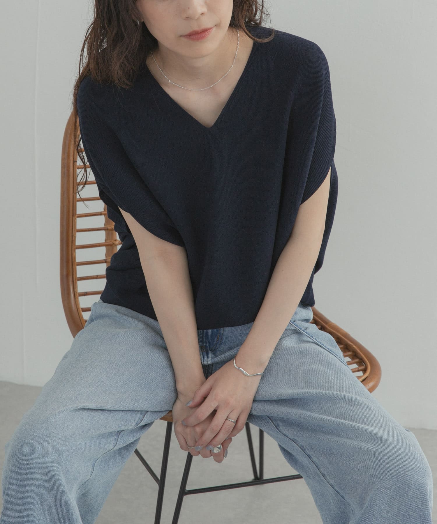 『WEB限定』Vネックコクーンニット