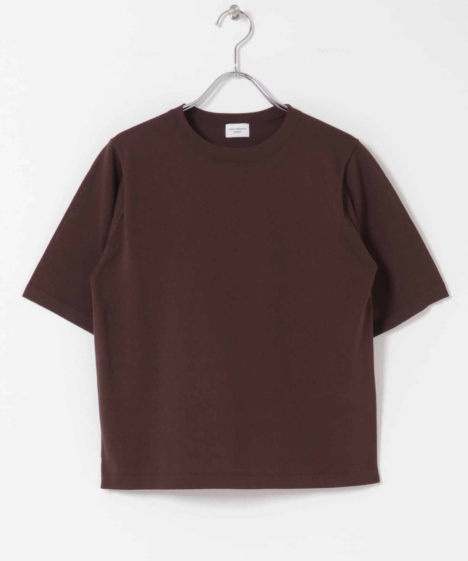 『UR TECH』サマシェアニットハーフスリーブプルオーバー BROWN Free