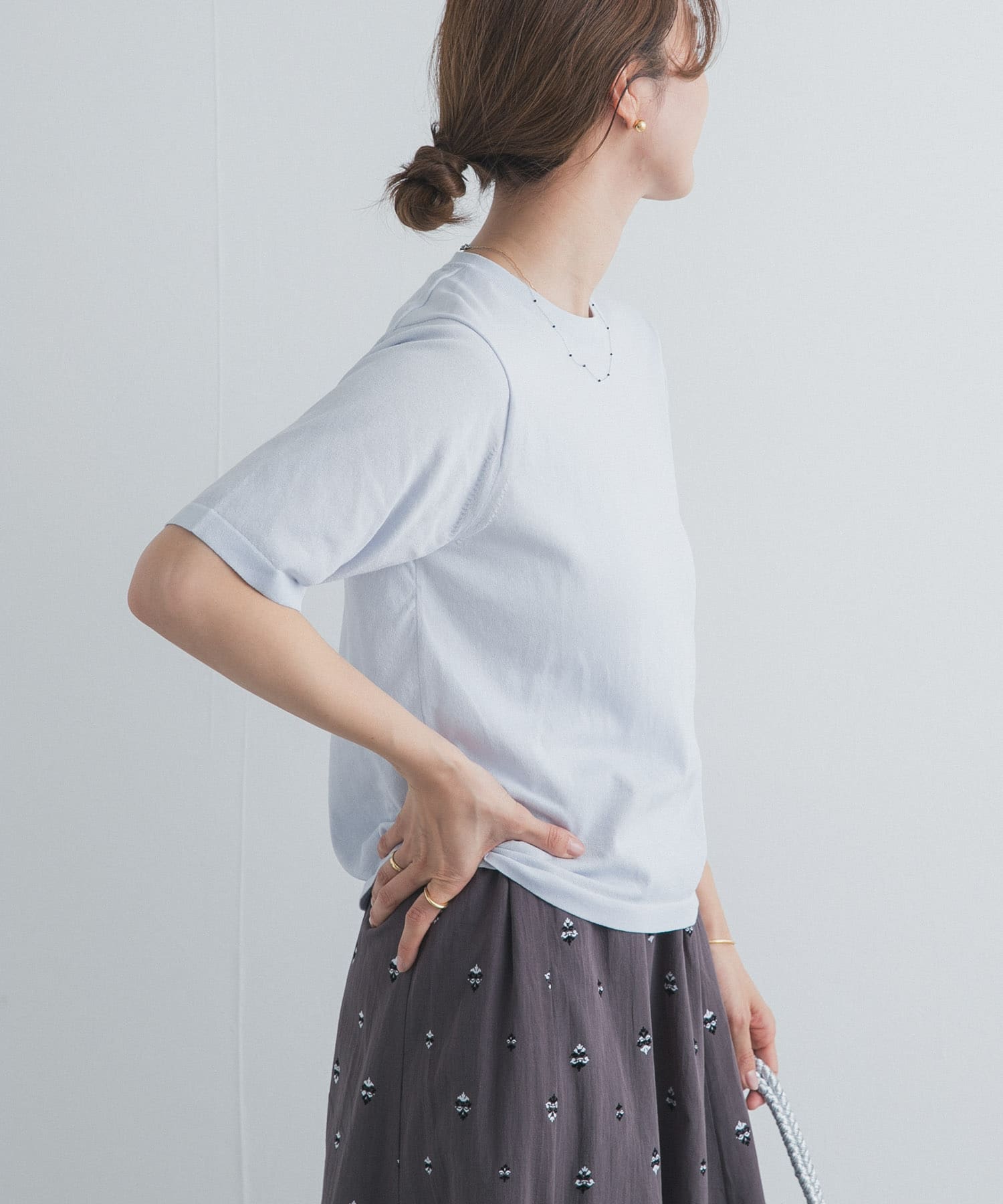 『UR TECH』サマシェアニットハーフスリーブプルオーバー