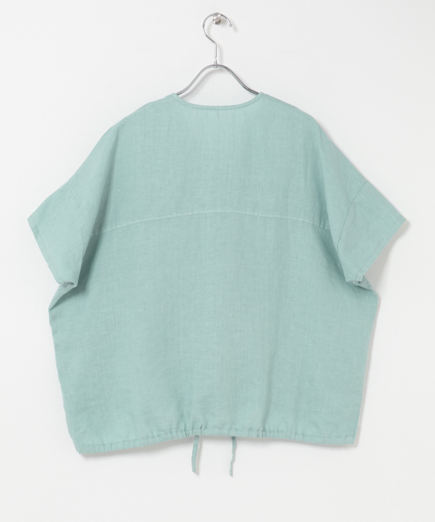 リネンフレンチスリーブドロストブラウス MINT Free