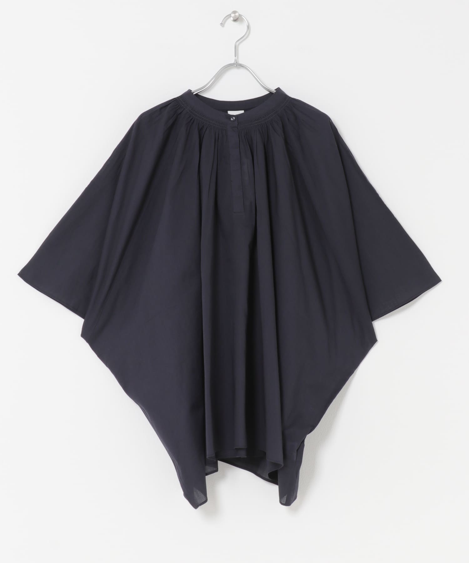 コットンボイルロールアップスリーブブラウス NAVY Free