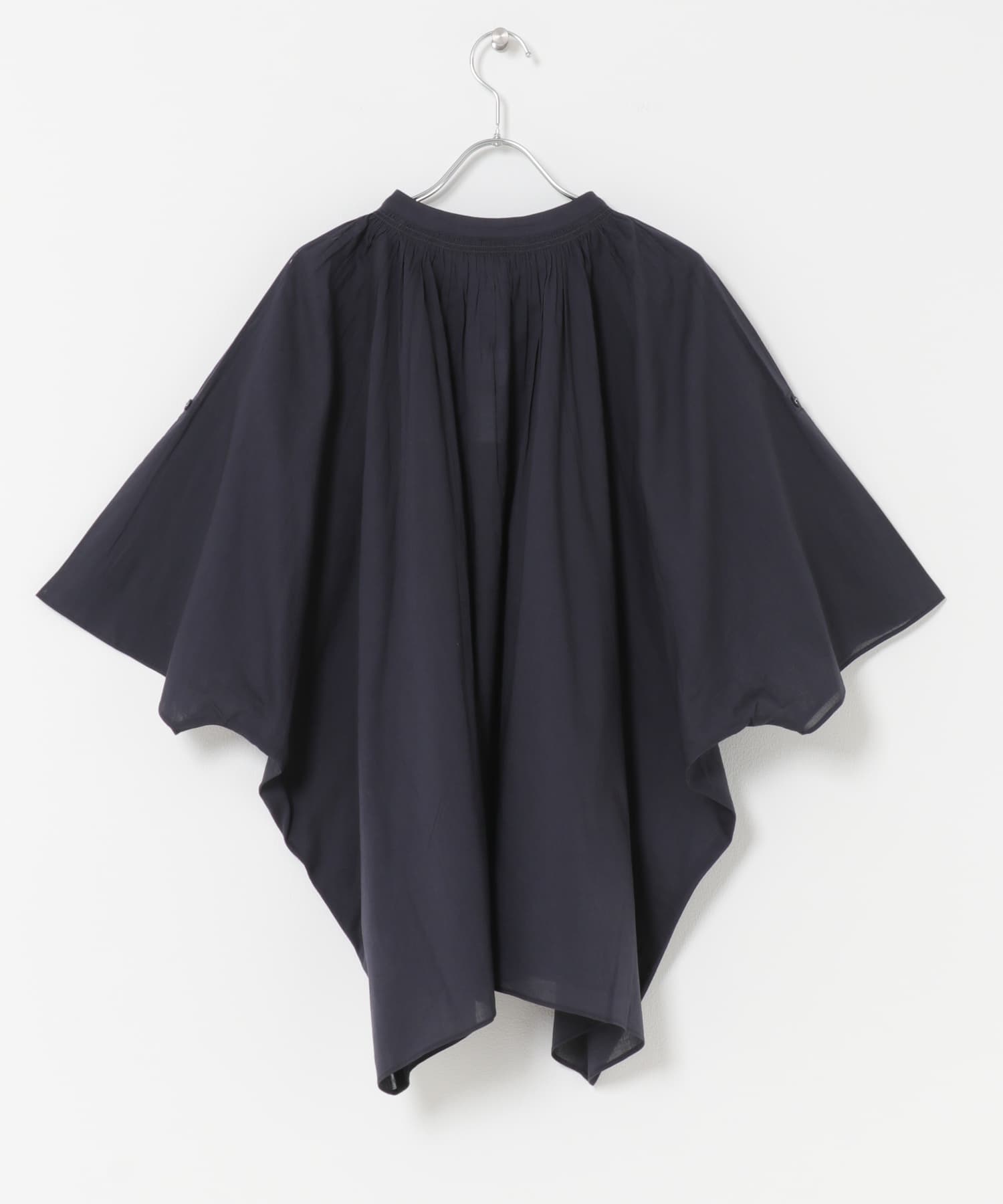コットンボイルロールアップスリーブブラウス NAVY Free