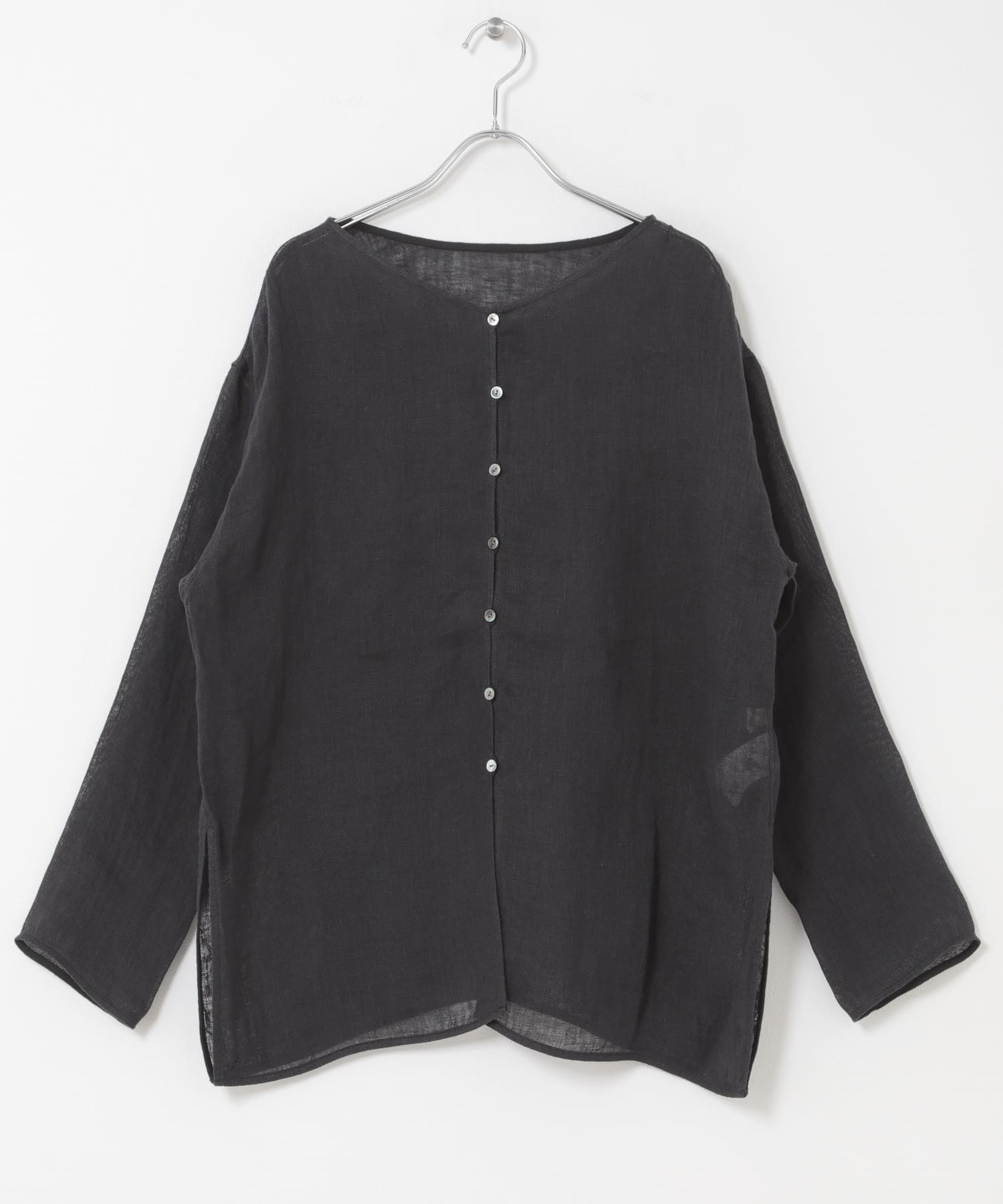 Linen Mesh 2way Blouse BLACK Free