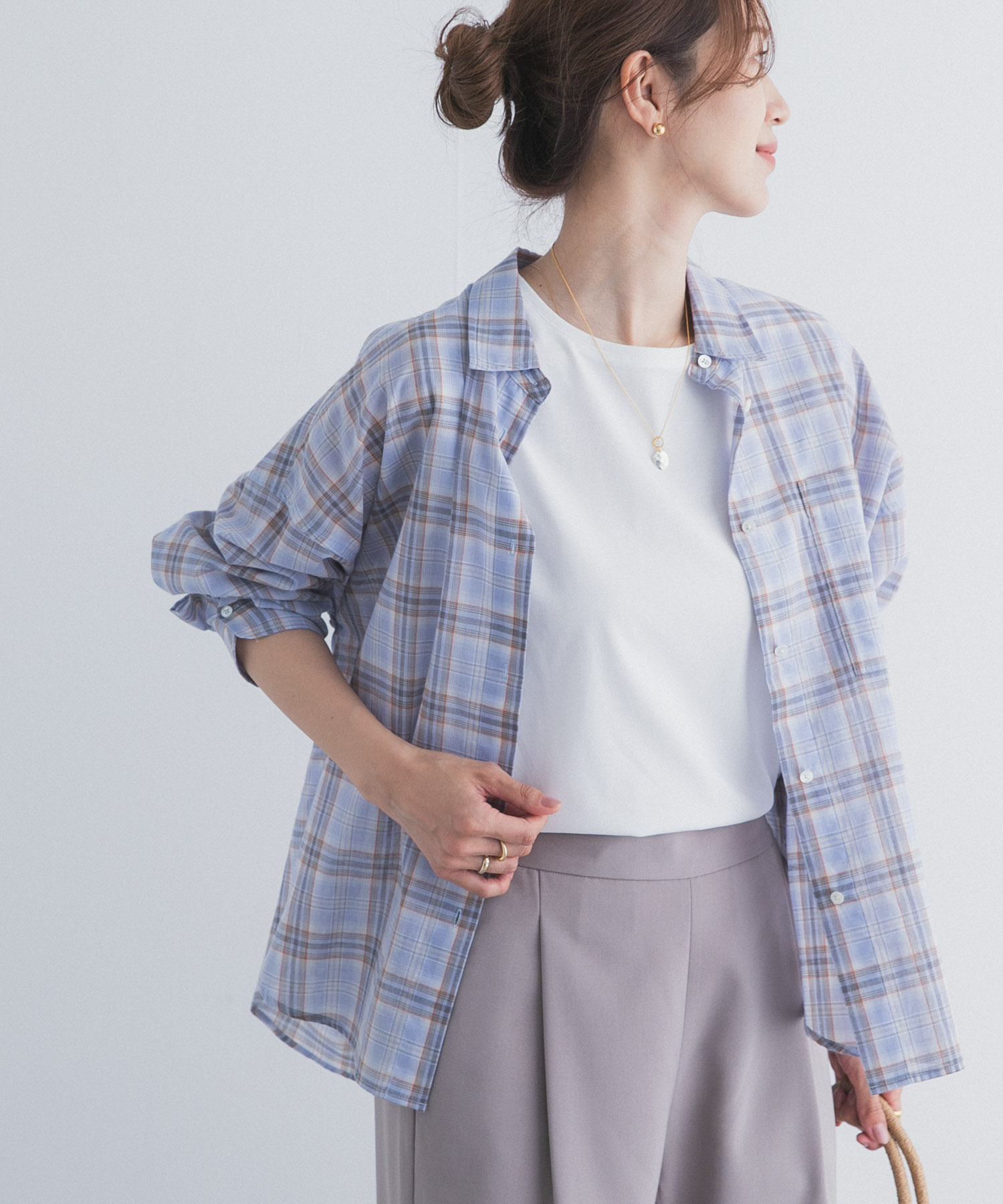チェックシアーシャツ